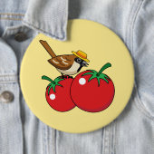 Bio Lover Sparrow Eating Red Tomato Button (Beispiel)
