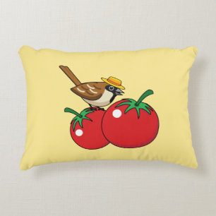 Bio Lover Sparrow Eating Red Tomato Dekokissen