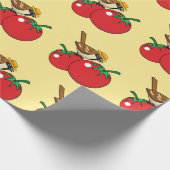 Bio Lover Sparrow Eating Red Tomato Geschenkpapier (Ecke)