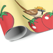 Bio Lover Sparrow Eating Red Tomato Geschenkpapier (Rolleneckpunkt)