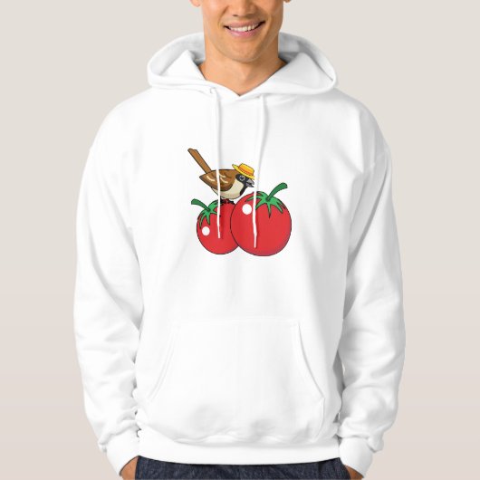 Bio Lover Sparrow Eating Red Tomato Hoodie (Vorderseite)