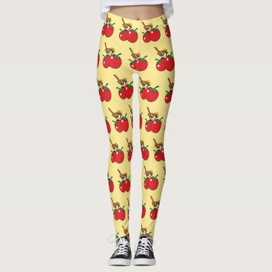 Bio Lover Sparrow Eating Red Tomato Leggings (Vorderseite)