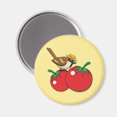 Bio Lover Sparrow Eating Red Tomato Magnet (Vorderseite/Rückseite)