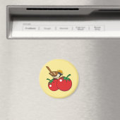 Bio Lover Sparrow Eating Red Tomato Magnet (In Situ (Geschirrspüler))