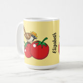 Bio Lover Sparrow Eating Red Tomato | Name hinzufü Kaffeetasse (Vorderseite Links)