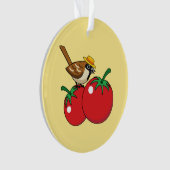 Bio Lover Sparrow Eating Red Tomato Ornament (Vorderseite)