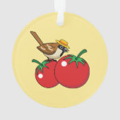 Bio Lover Sparrow Eating Red Tomato Ornament (Rückseite)