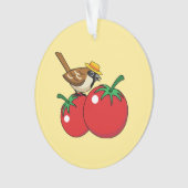 Bio Lover Sparrow Eating Red Tomato Ornament (Vorderseite)