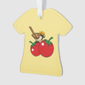 Bio Lover Sparrow Eating Red Tomato Ornament (Vorderseite)