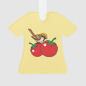 Bio Lover Sparrow Eating Red Tomato Ornament (Rückseite)