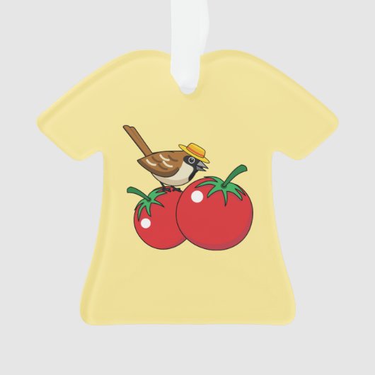 Bio Lover Sparrow Eating Red Tomato Ornament (Vorderseite)