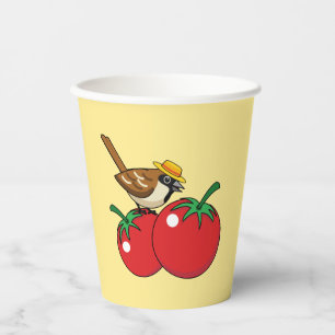 Bio Lover Sparrow Eating Red Tomato Pappbecher