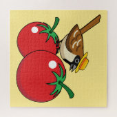 Bio Lover Sparrow Eating Red Tomato Puzzle (Horizontal)