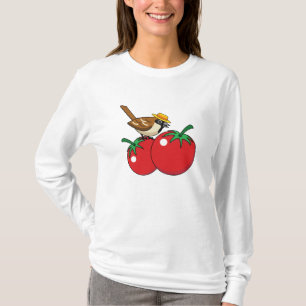 Bio Lover Sparrow Eating Red Tomato T-Shirt
