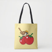 Bio Lover Sparrow Eating Red Tomato Tasche (Vorderseite)