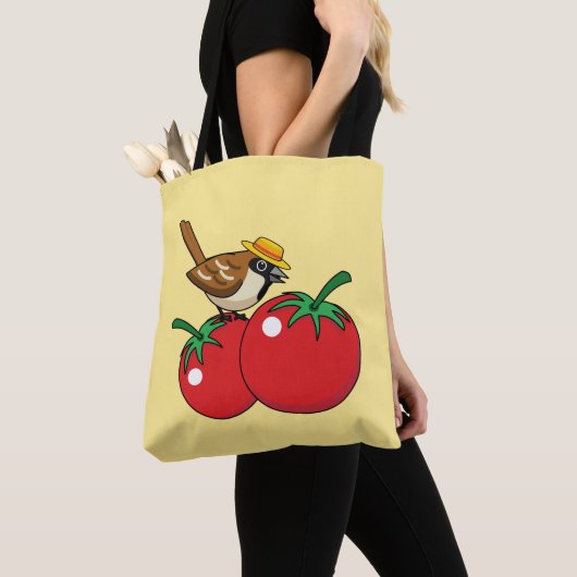 Bio Lover Sparrow Eating Red Tomato Tasche (Von Nahem)