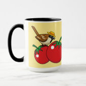Bio Lover Sparrow Eating Red Tomato Tasse (Links)