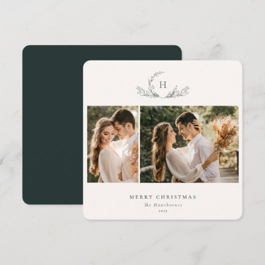 Bio Monogram 2 Foto-Urlaubskarte Feiertagskarte (Vorne/Hinten)