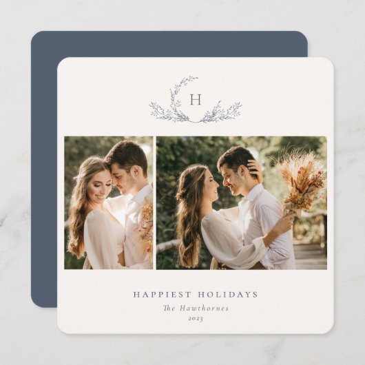 Bio Monogram 2 Foto-Urlaubskarte Feiertagskarte (Vorne/Hinten)