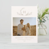 Bio Monogramm-Foto Feiertagskarte (Stehend Vorderseite)