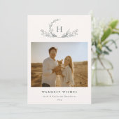 Bio Monogramm-Foto-Urlaubskarte Feiertagskarte (Stehend Vorderseite)