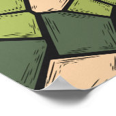 Bio Mosaikkunst in Schattierungen von Grün & Beige Poster (Ecke)