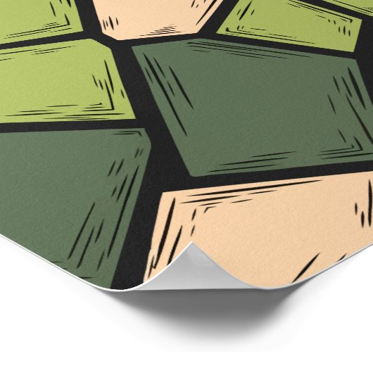 Bio Mosaikkunst in Schattierungen von Grün & Beige Poster (Ecke)