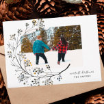 Bio Natural Merriest Weihnachts-Fotokarte Feiertagskarte<br><div class="desc">Bio Natürlichste Weihnachtsfotokarte Aquarell Farbe.</div>