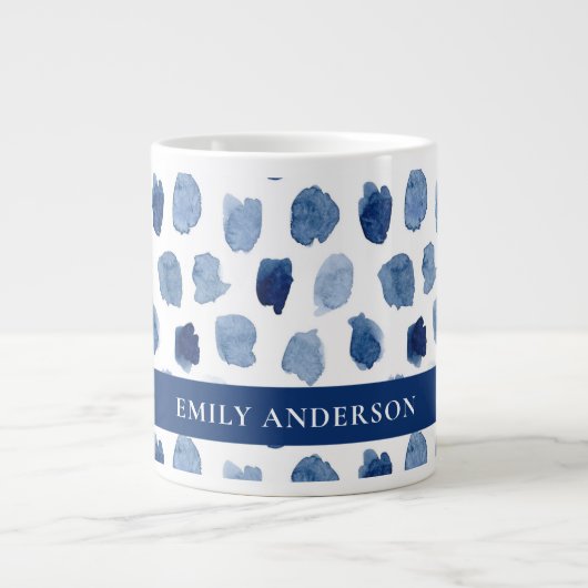 BIO NAVY BLUE INDIGO DOTS GEFÄRBTE KRAWATTE PATTER Jumbo-Tasse (Vorderseite)