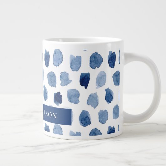 BIO NAVY BLUE INDIGO DOTS GEFÄRBTE KRAWATTE PATTER Jumbo-Tasse (Rechts)