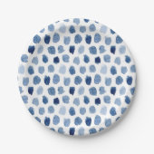 BIO NAVY BLUE INDIGO DOTS GEFÄRBTE KRAWATTE PATTER PAPPTELLER (Vorderseite)
