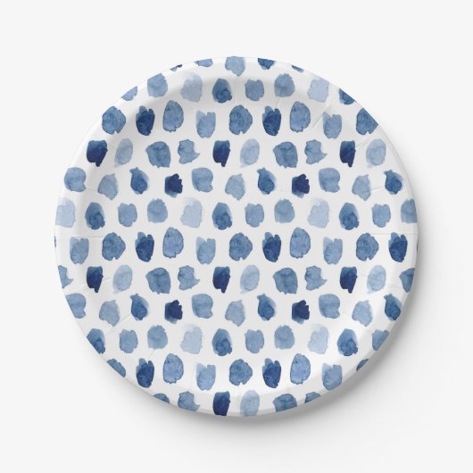 BIO NAVY BLUE INDIGO DOTS GEFÄRBTE KRAWATTE PATTER PAPPTELLER (Vorderseite)