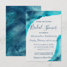 Bio Ocean Blue Watercolor Brautparty laden ein