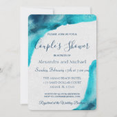 Bio Ocean Blue Watercolor Couple's Dusche Einladung (Vorderseite)
