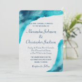 Bio Ocean Blue Watercolor Einladung zur Hochzeit (Stehend Vorderseite)
