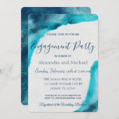 Bio Ocean Blue Watercolor Engagement Party Einladung (Vorne/Hinten)