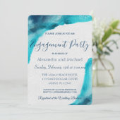 Bio Ocean Blue Watercolor Engagement Party Einladung (Stehend Vorderseite)