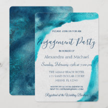 Bio Ocean Blue Watercolor Engagement Party