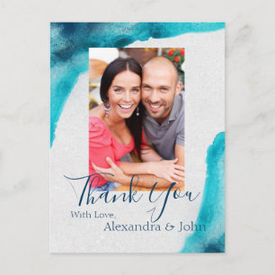 Bio Ocean Blue Watercolor Vielen Dank Postkarte