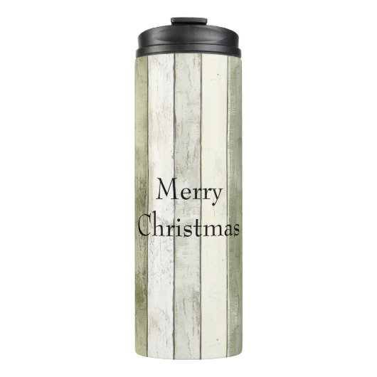 Bio Olivenöl Elfenbein Imitate Holz Streifen Weihn Thermosbecher (Vorderseite)