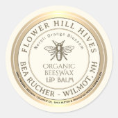 Bio Orange Blossom Bienenwachs Lip Balm mit Biene Runder Aufkleber (Vorderseite)
