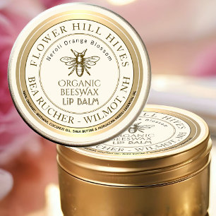 Bio Orange Blossom Bienenwachs Lip Balm mit Biene Runder Aufkleber