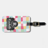 Bio PastellMod-Girly Tafel-Monogramm Gepäckanhänger (Vorderseite horizontal)