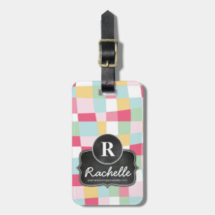 Bio PastellMod-Girly Tafel-Monogramm Gepäckanhänger