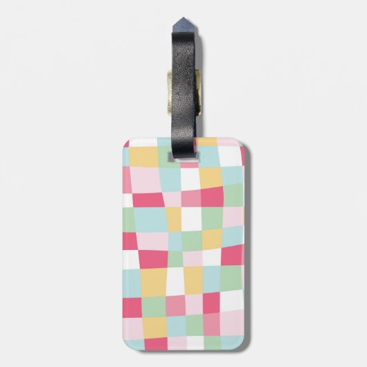 Bio PastellMod-Girly Tafel-Monogramm Gepäckanhänger (Rückseite vertikal)