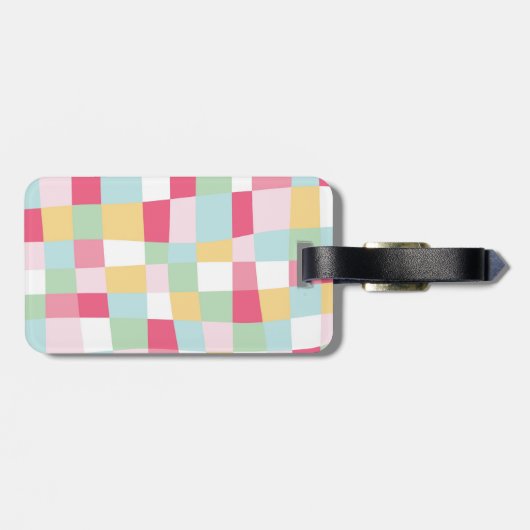 Bio PastellMod-Girly Tafel-Monogramm Gepäckanhänger (Rückseite horizontal)