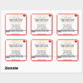 Bio Peach Jam Canning Red Heart Quadratischer Aufkleber (Blatt)