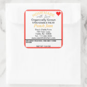 Bio Peach Jam Canning Red Heart Quadratischer Aufkleber (Tasche)
