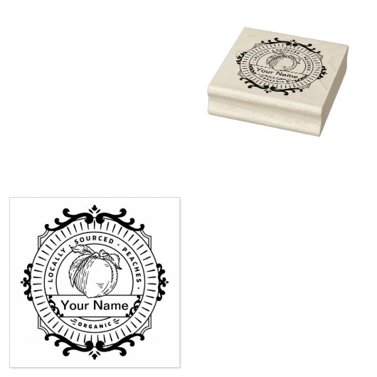 Bio Pfirsiche Früchte Gummistempel (Stempel)