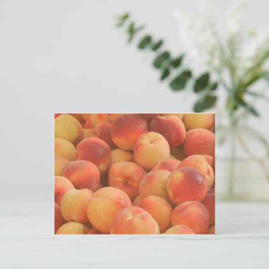 Bio Pfirsiche Postkarte (Stehend Vorderseite)
